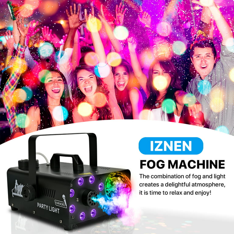 600W Fog Machine with Disco Ball & 8 RGB LED Lights – 2000CFM and Remote Control for Parties, Weddings, Halloween & DJ Events
