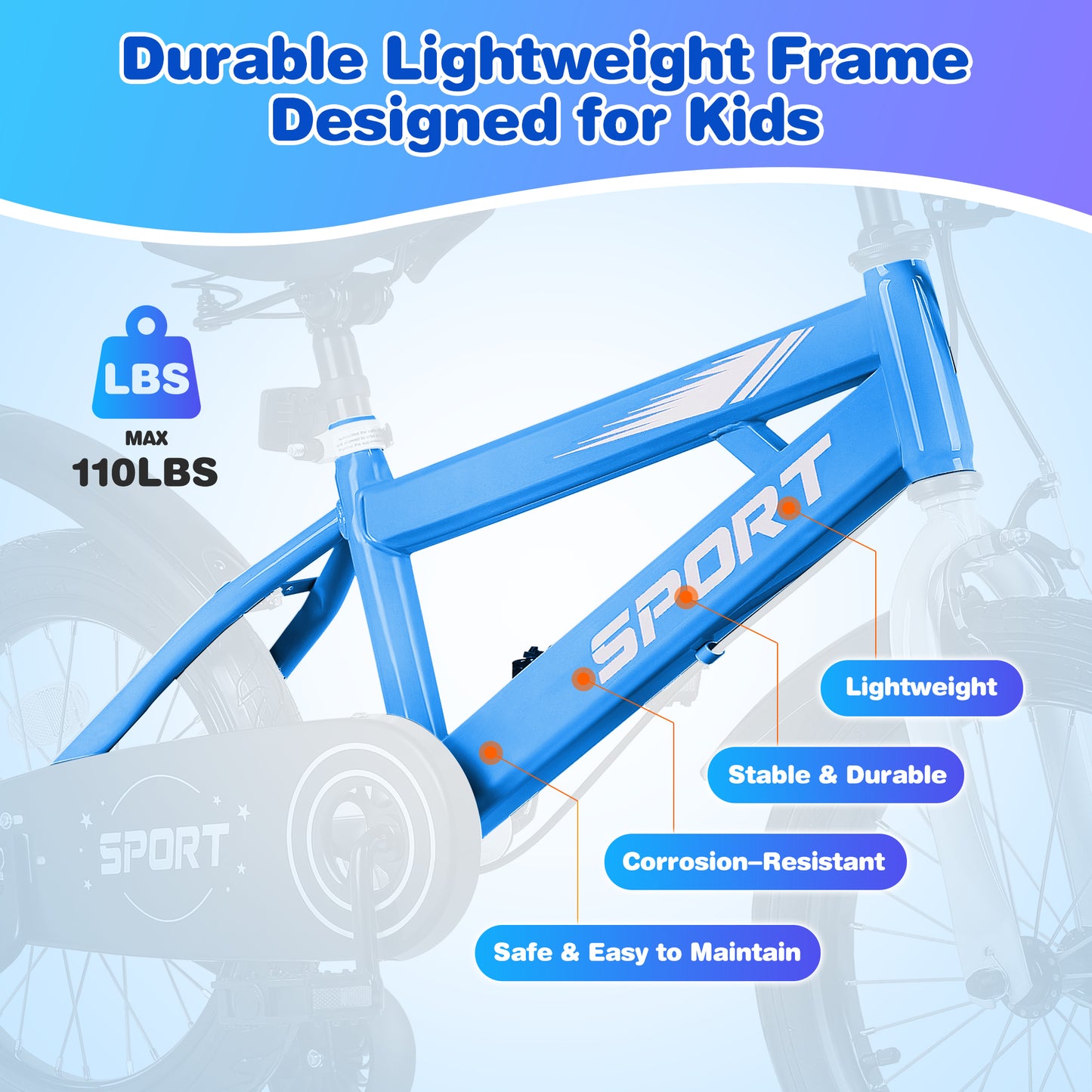 Lookfly 14" Kids Bike for Boys and Girls with Removable Training Wheels,Children's Cicycle,Blue