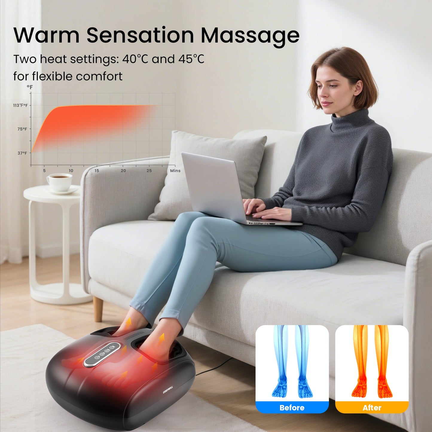 COSYWILL Foot Massager with Heat,Shiatsu Foot Massager with Remote,Birthday Gifts for Women Mom Men Dad,Black