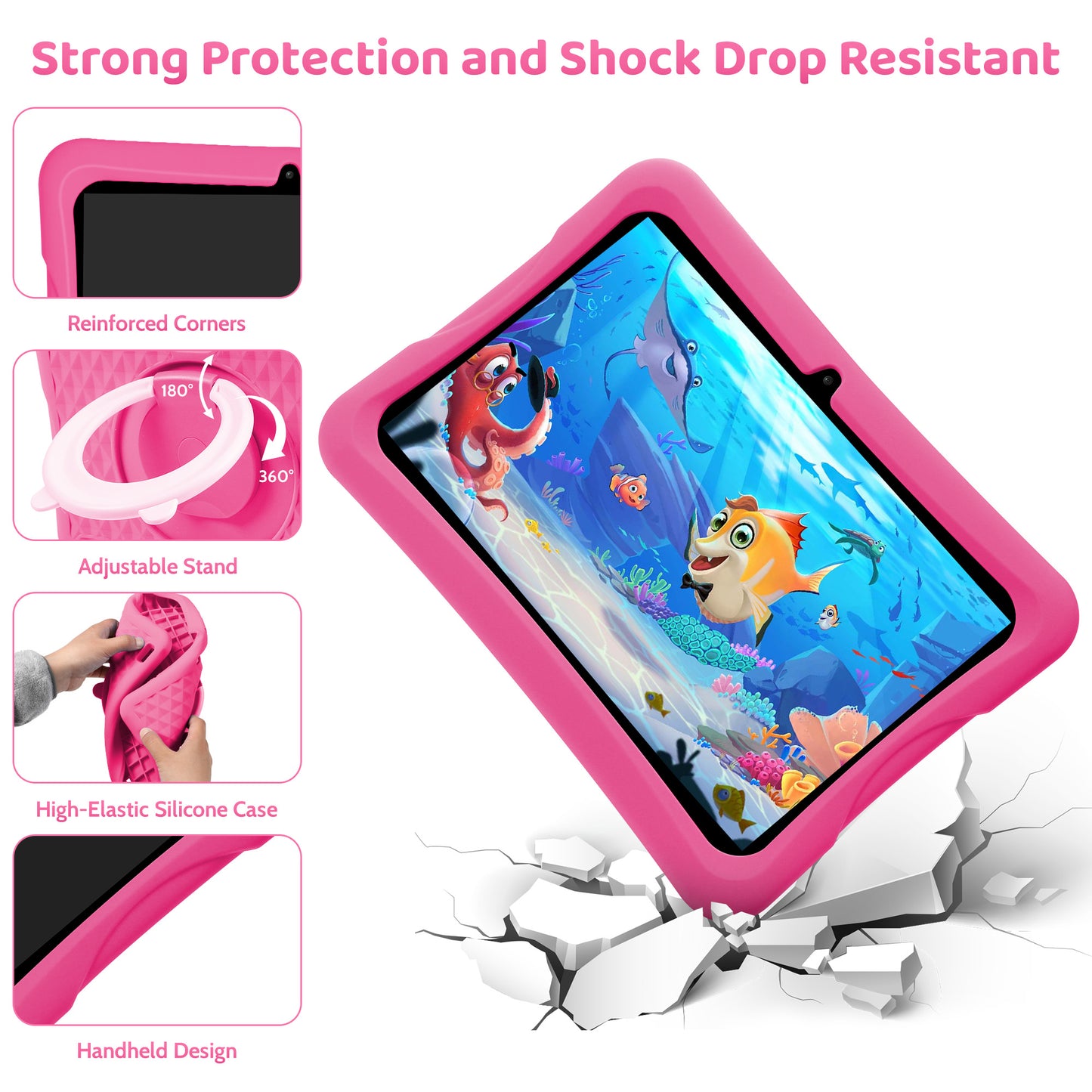 TEAYINGDE Kids Tablet 10.1" Android 13 Tablet with WiFi 64GB Tablet for Ages 3–8 Kids Tablet with Silicone Case Google Play Parental Control APP (Blue)