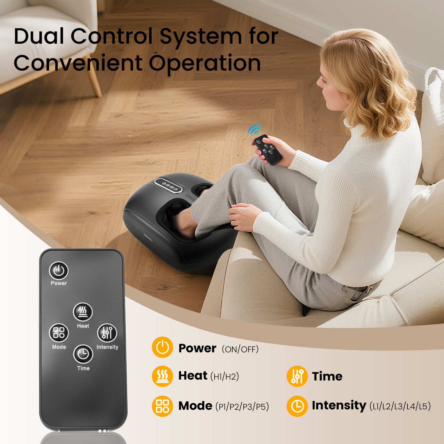 COSYWILL Foot Massager with Heat,Shiatsu Foot Massager with Remote,Birthday Gifts for Women Mom Men Dad,Black