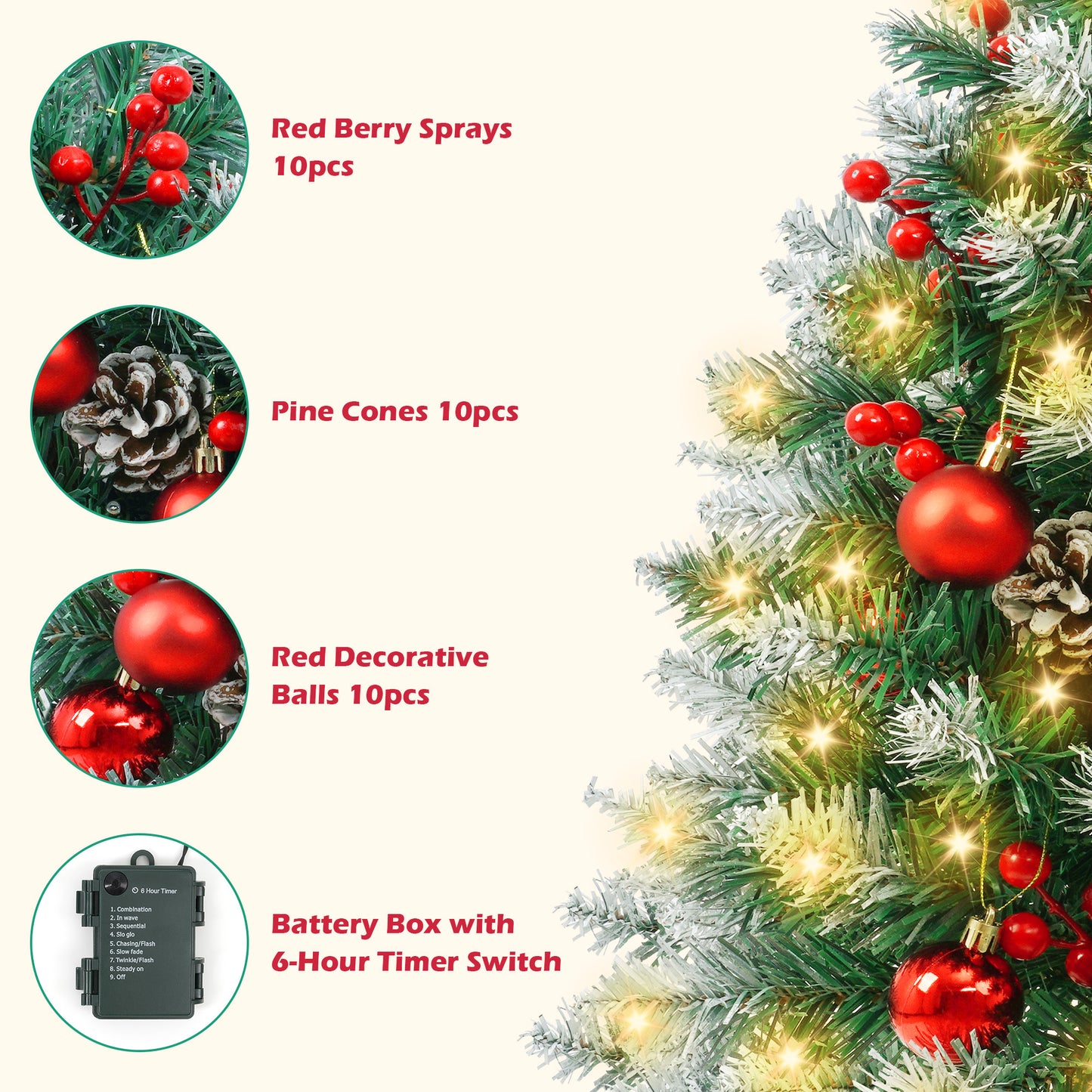 Yexmas 2PCS Small Outdoor Christmas Trees with LED Lights,30" Artificial Xmas Decora for Porch,Yard,Pathway,Garden,PVC