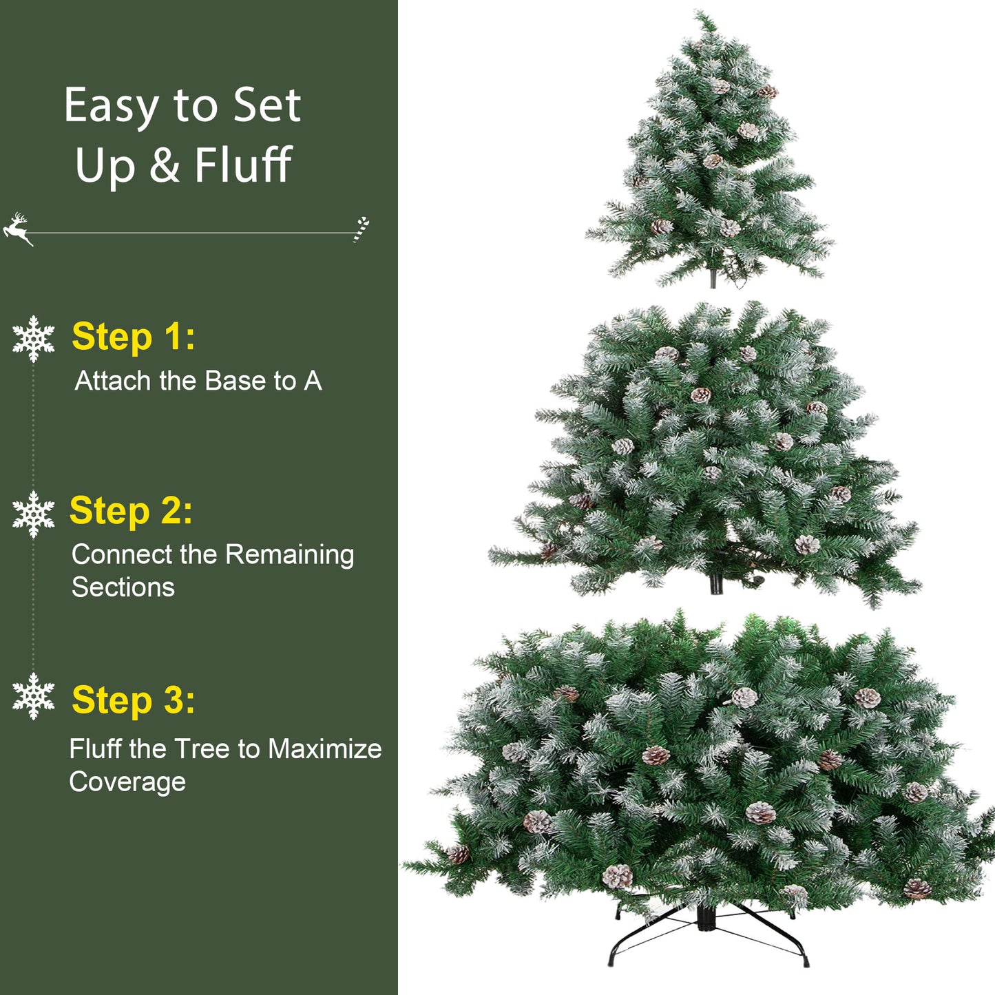 IZNEN 6 ft. Pre-Lighted Christmas Tree, 8 Modes LED Lights, Artificial Xmas Tree with Large Storage Bag
