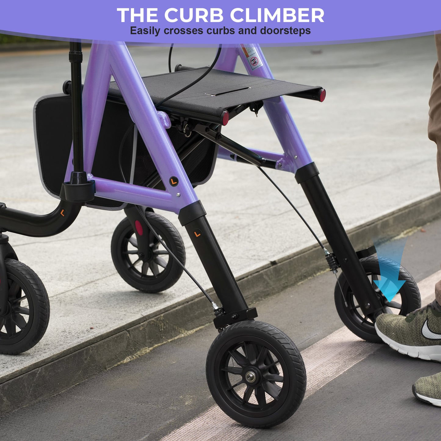 COSYWILL Aluminum Rollator Walker with Seat,Height Adjustable Mobility Walker with 8" Wheels,350 lb Weight Capacity,Purple