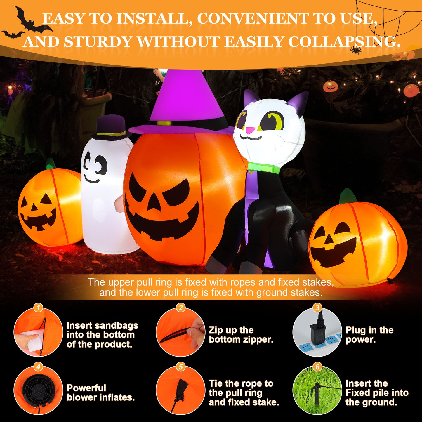 IZNEN 8ft Halloween Inflatable Santa Claus Outdoor Decoration Blow Up with Penguin and Gift, Built-In LED Lights, for Halloween Party, Yard, Garden,Lawn