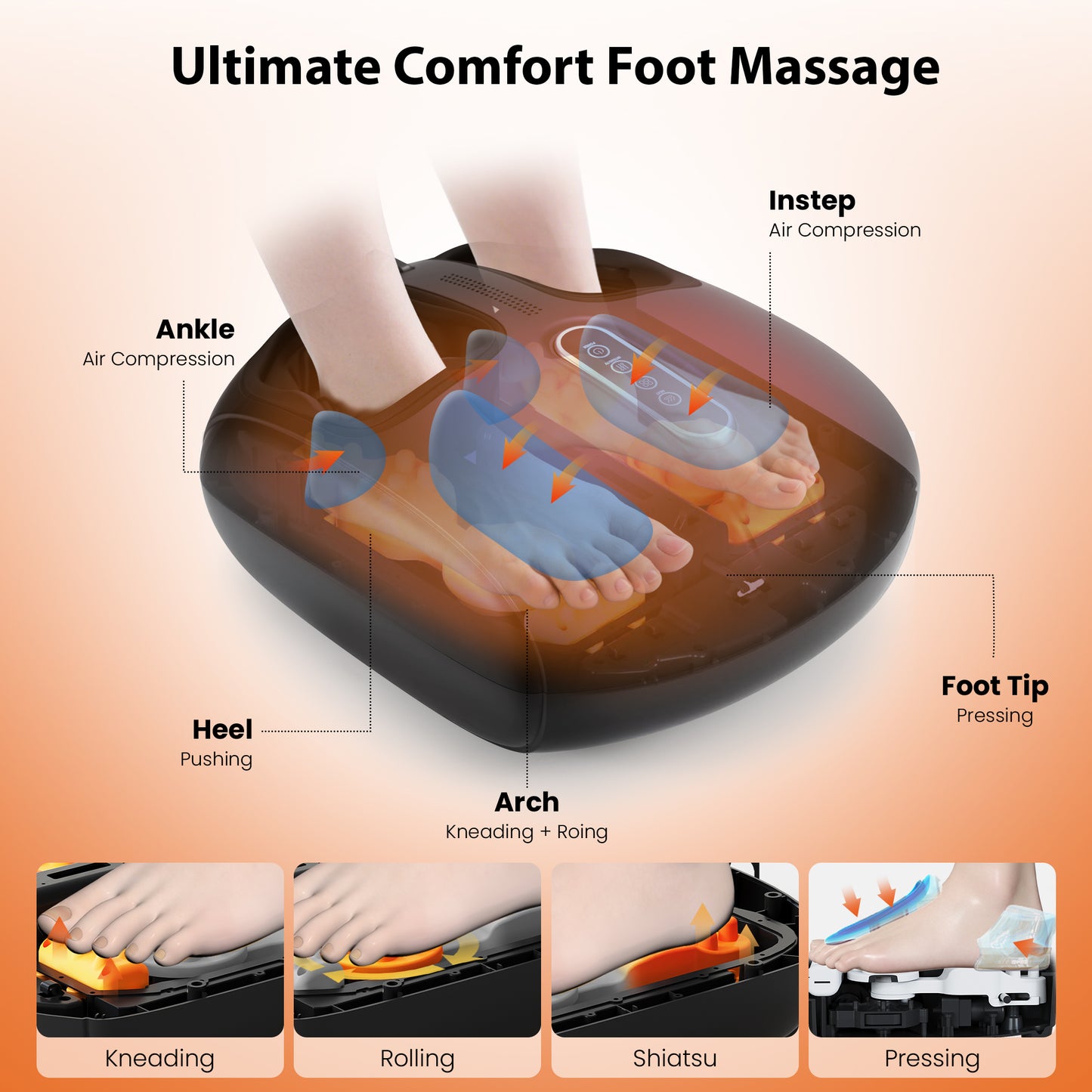 COSYWILL Foot Massager with Heat,Shiatsu Foot Massager with Remote,Birthday Gifts for Women Mom Men Dad,Black