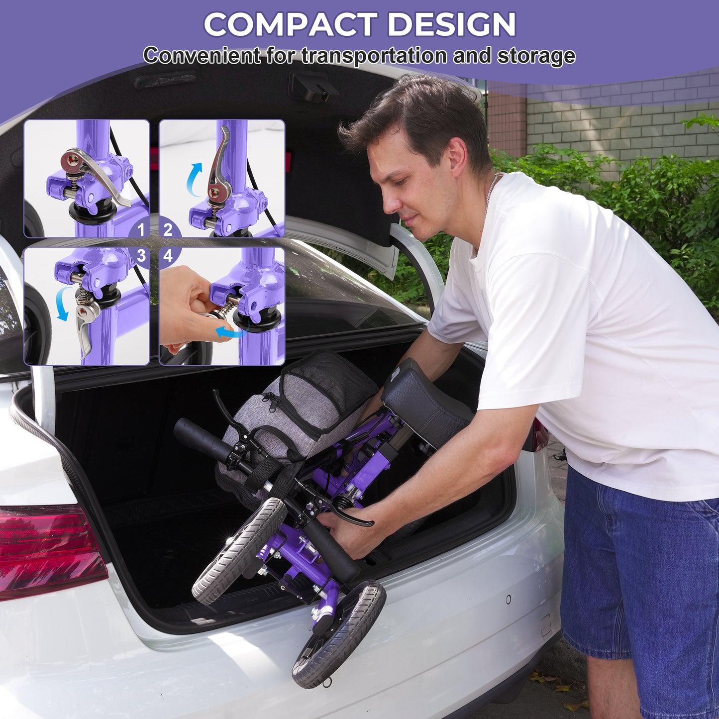 COSYWILL All Terrain Knee Scooter,Knee Walker Scooter for Foot Injuries,Adults Roller Scooter for with 10“ TPU Wheel,Compact Crutches Alternative,Purple