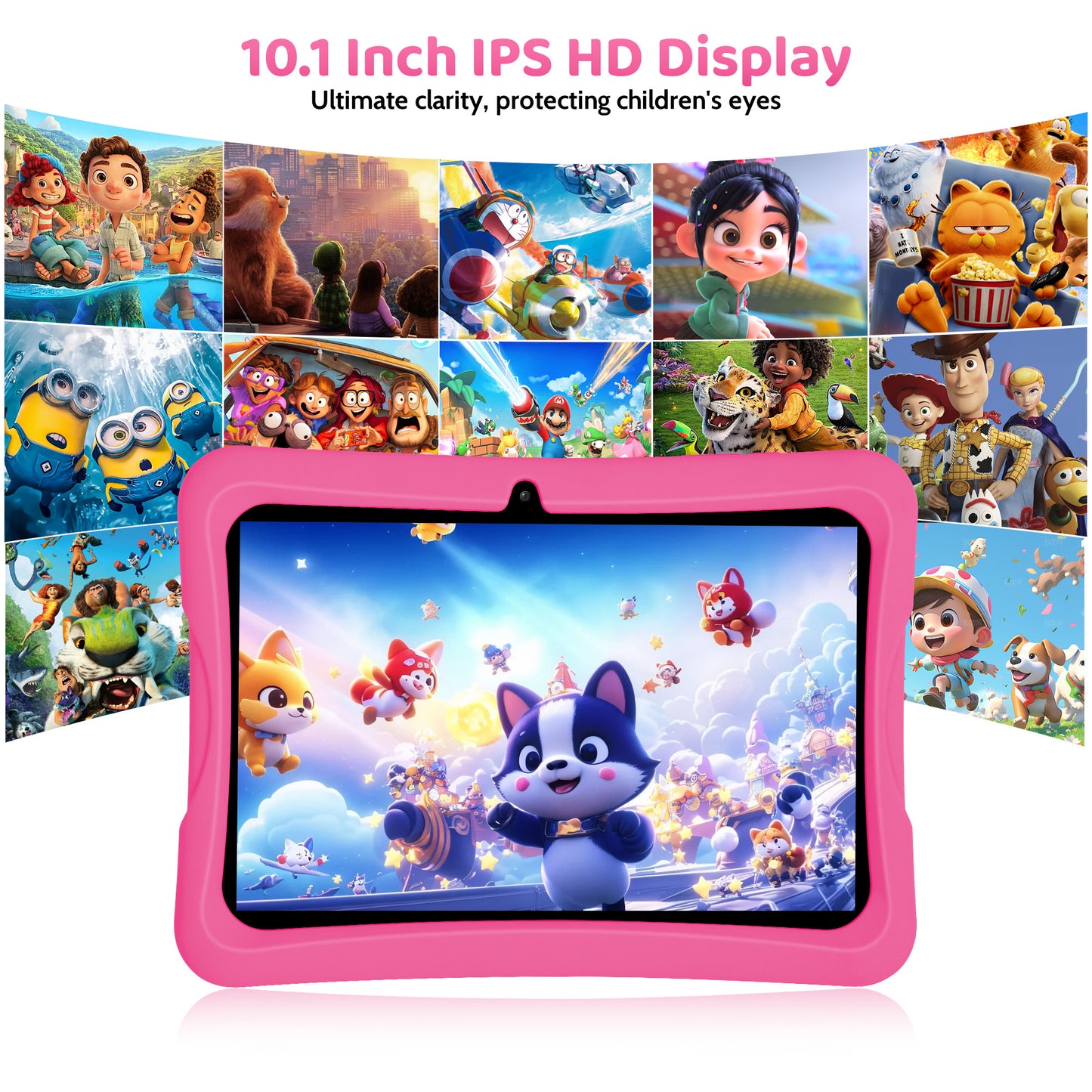 TEAYINGDE Kids Tablet 10.1" Android 13 Tablet with WiFi 64GB Tablet for Ages 3–8 Kids Tablet with Silicone Case Google Play Parental Control APP (Blue)