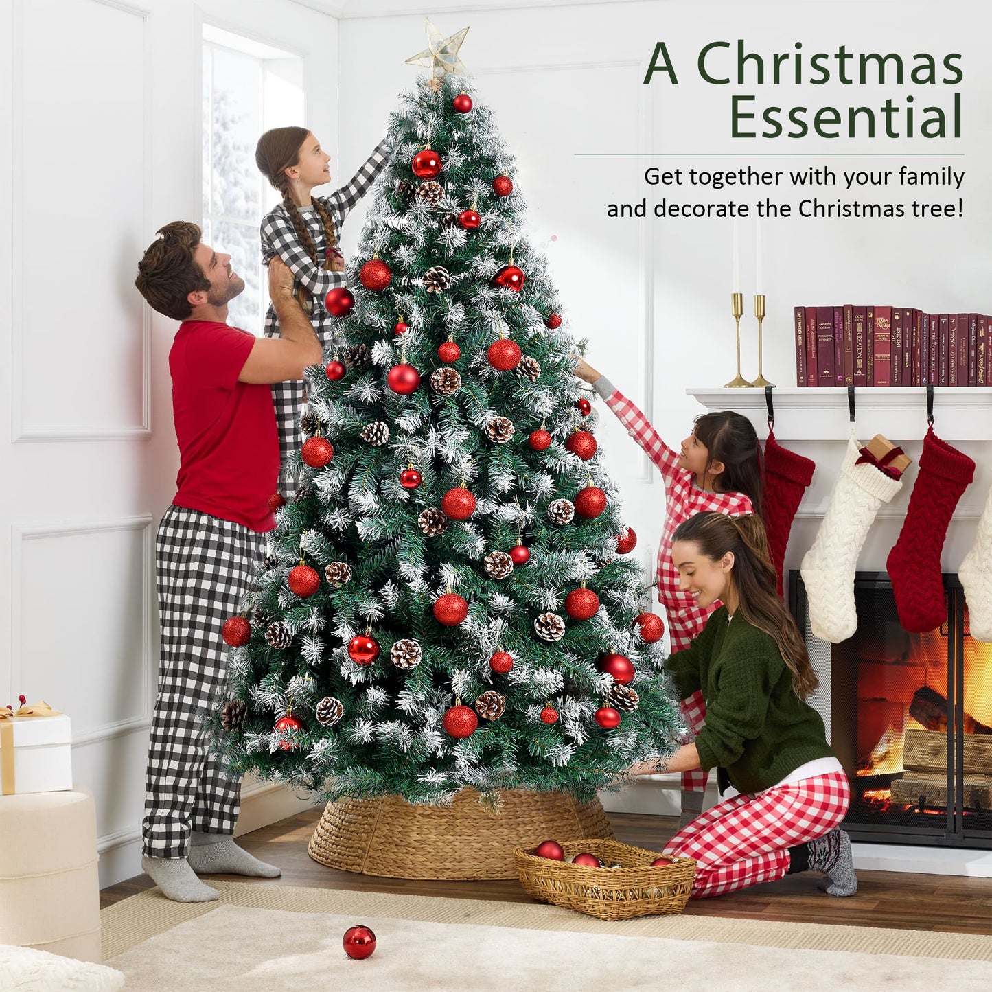 IZNEN 6 ft. Pre-Lighted Christmas Tree, 8 Modes LED Lights, Artificial Xmas Tree with Large Storage Bag