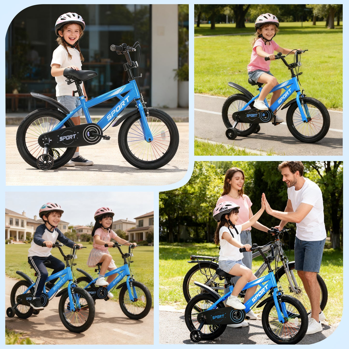 Lookfly 14" Kids Bike for Boys and Girls with Removable Training Wheels,Children's Cicycle,Blue