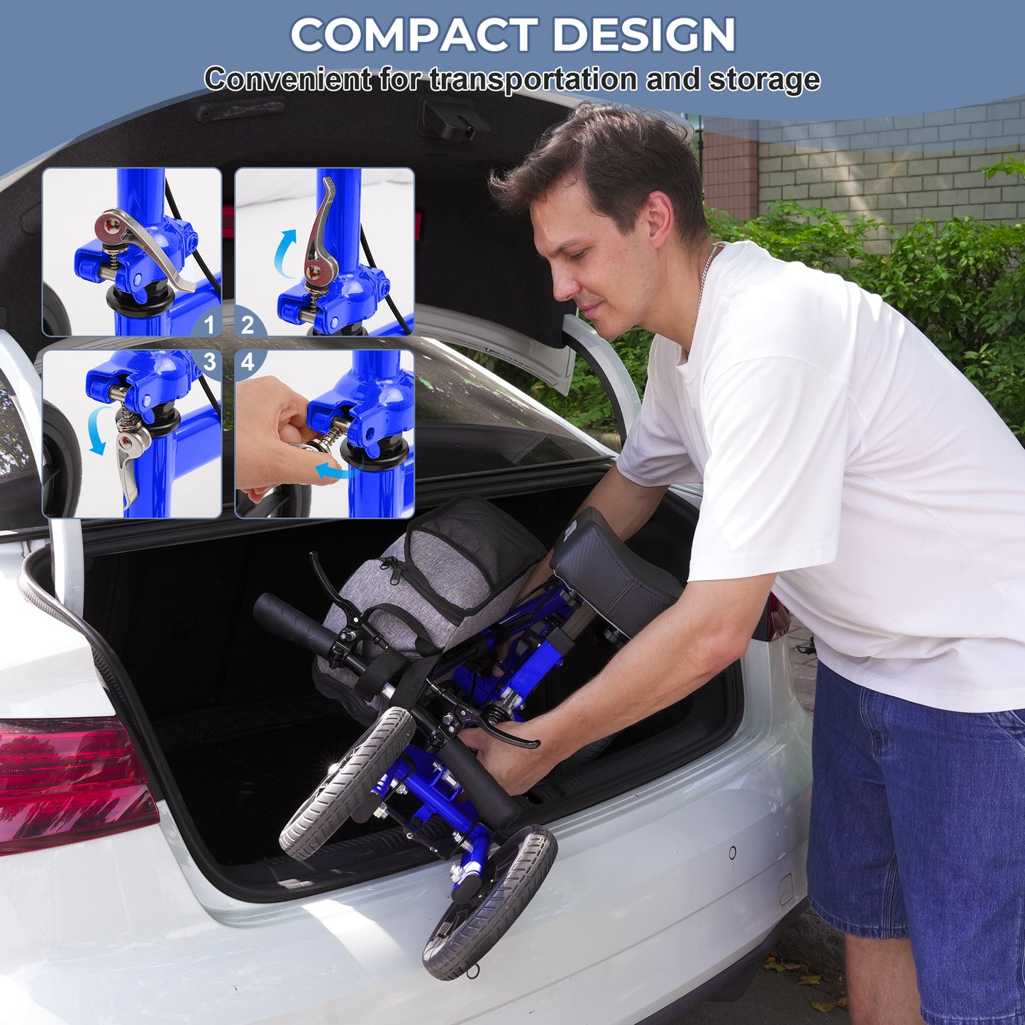 COSYWILL All Terrain Knee Scooter,Knee Walker Scooter for Foot Injuries,Adults Roller Scooter for with 10“ TPU Wheel,Compact Crutches Alternative,Blue
