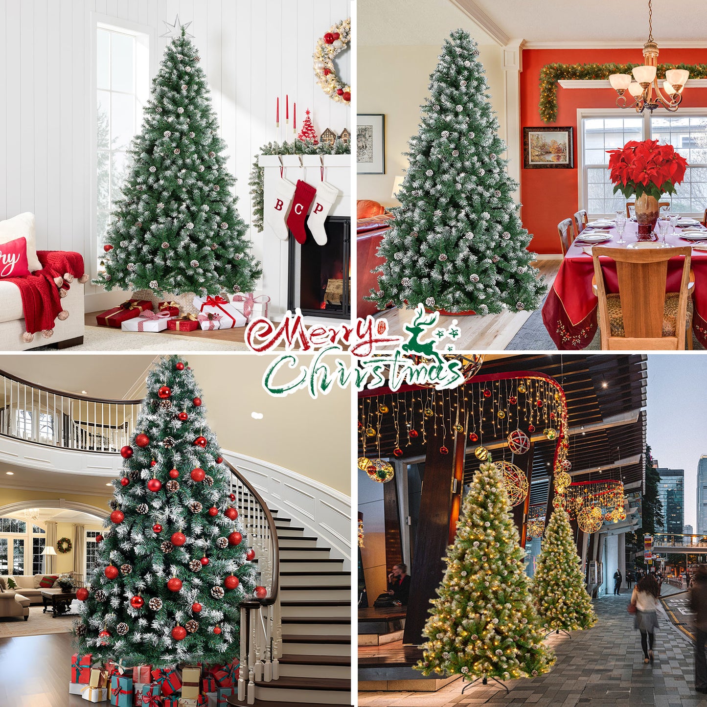IZNEN 6 ft. Pre-Lighted Christmas Tree, 8 Modes LED Lights, Artificial Xmas Tree with Large Storage Bag