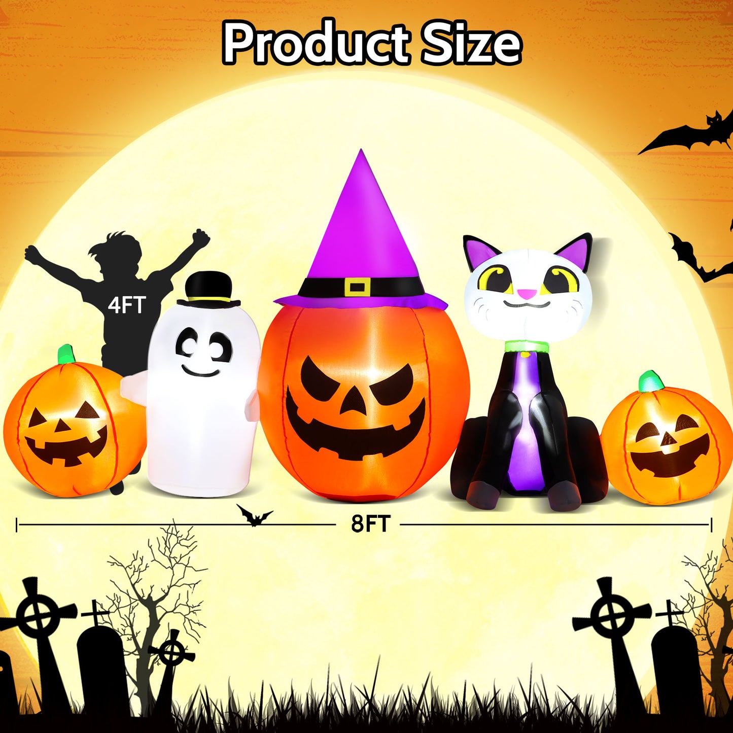 IZNEN 8ft Halloween Inflatable Santa Claus Outdoor Decoration Blow Up with Penguin and Gift, Built-In LED Lights, for Halloween Party, Yard, Garden,Lawn