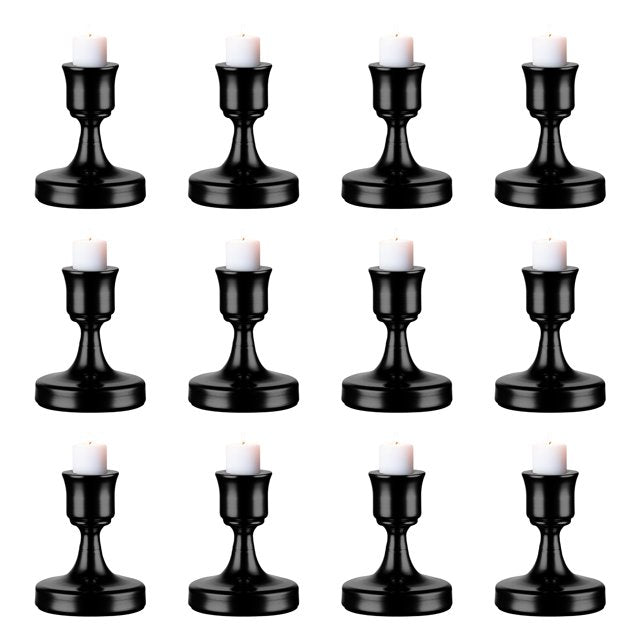 IZNEN Candlestick Taper Candle Holders - Gold Candle Stick Candle Holder Decorative Table Centerpiece for Wedding Reception Christmas Halloween Candlelight Dinner Bridal Showers Party Decor Set of 12