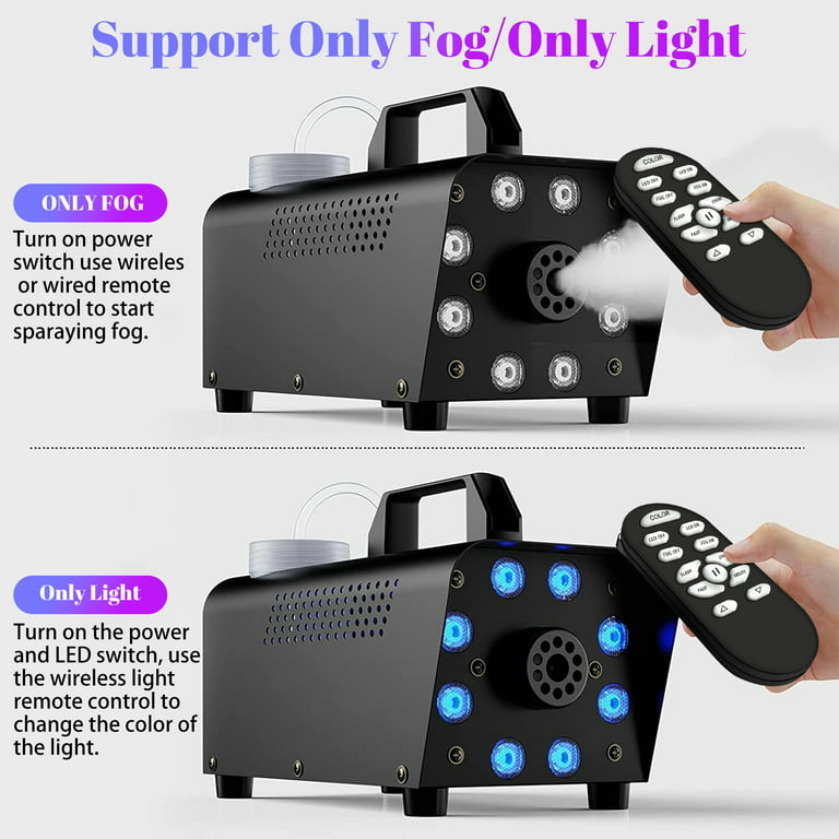 500W Smoke Machine 2000CFM Fog - 13 Colorful LED Lights - Wireless Remote Control - Ideal for Weddings, Halloween, Parties, and Stage Effects
