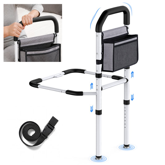 COSYWILL Bed Rails for Adults, Adjustable Bed Assist Rail with Storage Pocket and Safety Strap, Non-Slip Bedside Support Rail Supports up to 330 lbs
