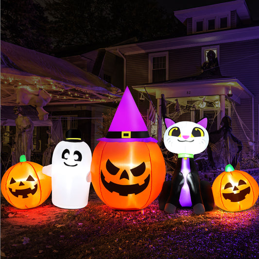 IZNEN 8ft Halloween Inflatable Santa Claus Outdoor Decoration Blow Up with Penguin and Gift, Built-In LED Lights, for Halloween Party, Yard, Garden,Lawn