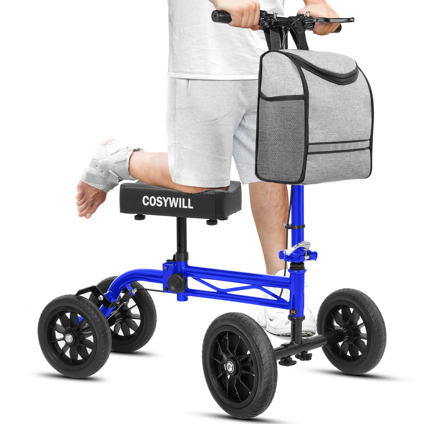 COSYWILL Knee Scooter,Economy Knee Walker with Dual Braking System,Foldable Scooter for Foot Injuries,Compact Crutches Alternative,Blue