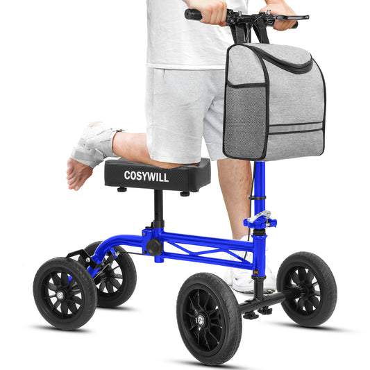 COSYWILL Knee Scooter,Economy Knee Walker with Dual Braking System,Foldable Scooter for Foot Injuries,Compact Crutches Alternative,Blue
