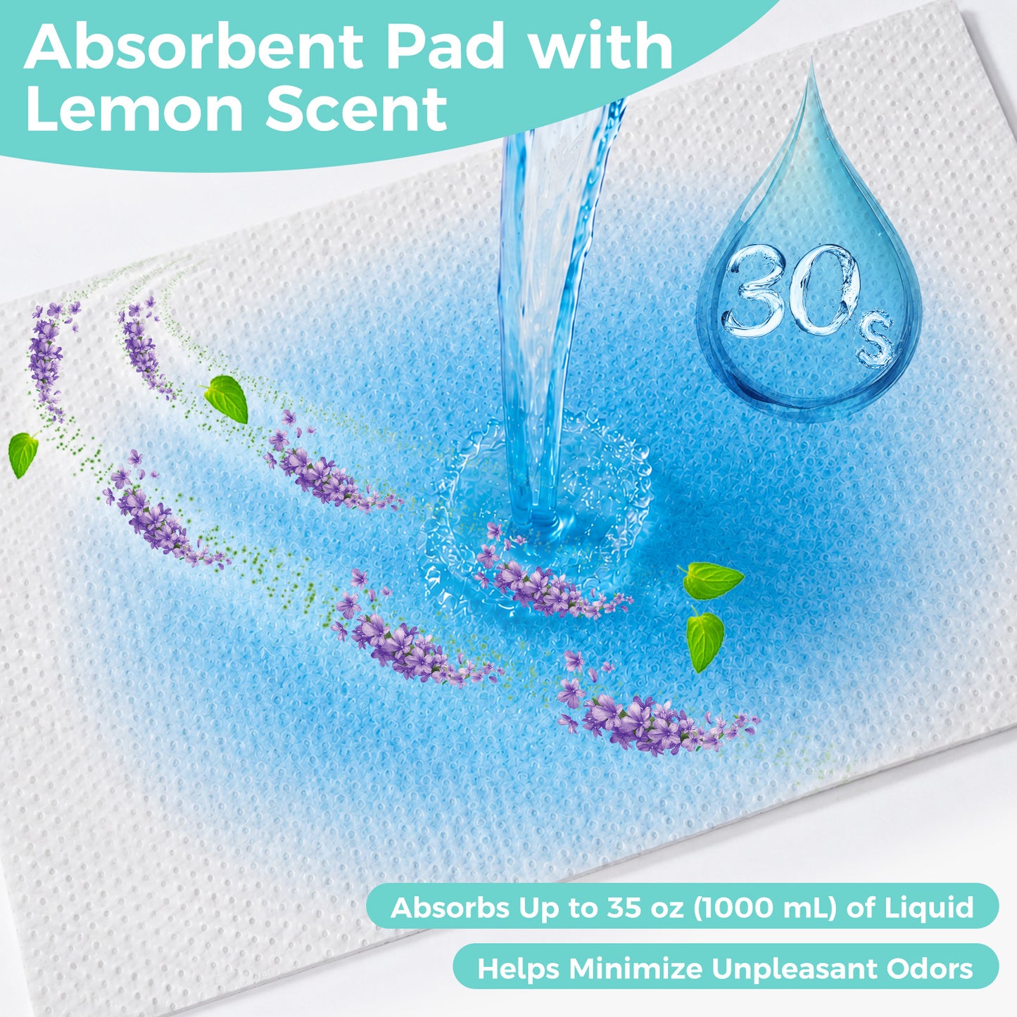 COSYWILL 100 Count Commode Liners with Absorbent Pads,Disposable Bedside Commode Bags,Leak-Proof Portable Toilet & Bedpan Liners,Lavender Scented