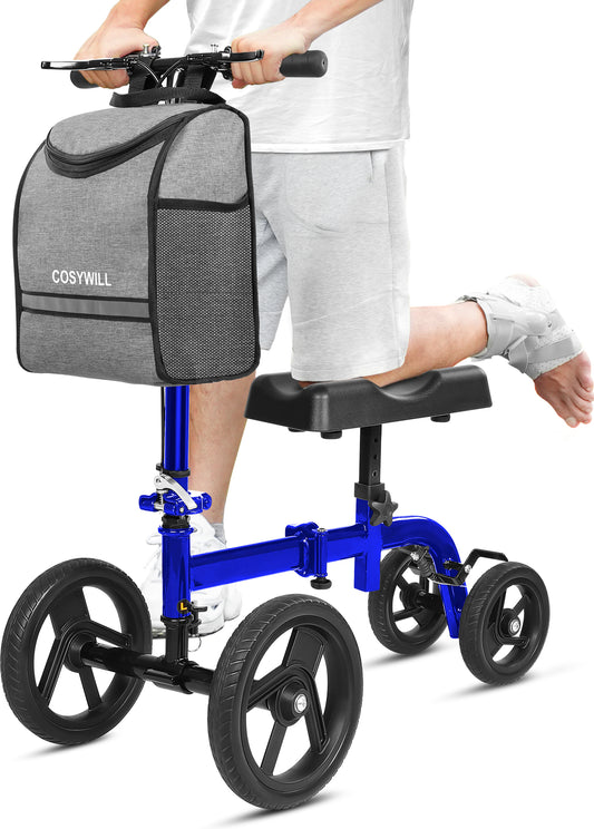 COSYWILL Steerable Knee Scooter,Knee Walker Scooter for Adults with 10" Front Wheels,Foldable Knee Scooter for Foot Surgery Crutches Alternative,Black