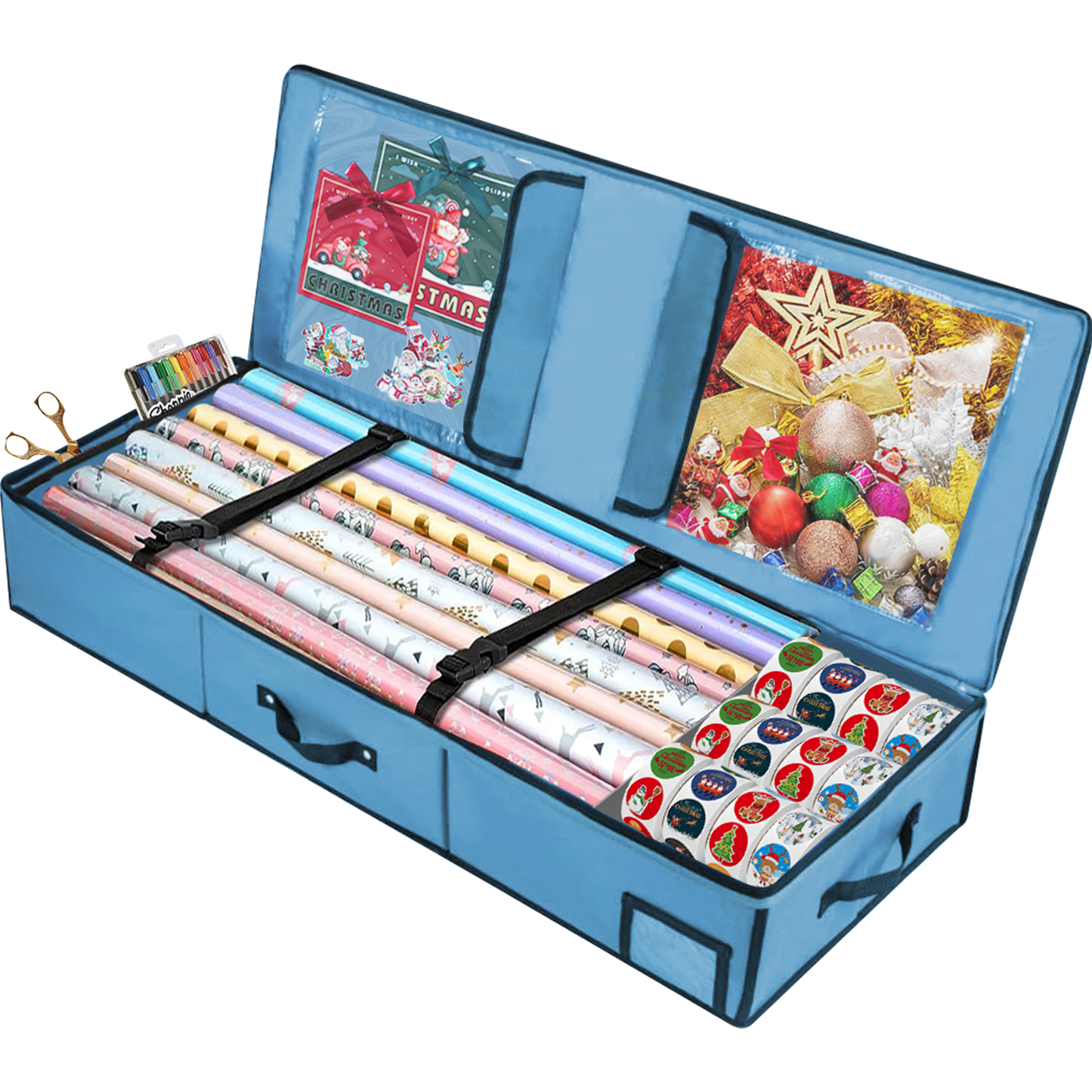 Wrapping Paper Storage Containers - Gift Wrap Organizer, Christmas Wrapping Paper & Holiday Accessories Storage Box, Underbed Storage Bag, Large Capacity