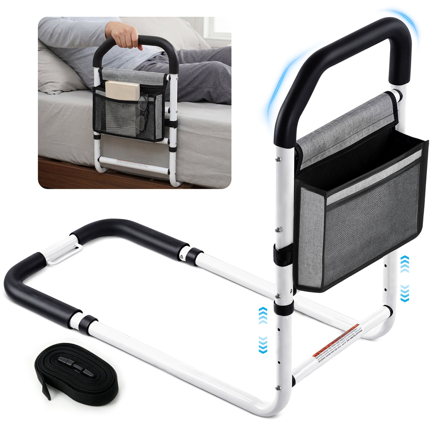 COSYWILL Bed Rails for Adults, Adjustable Bed Cane for Seniors, Bed Assist Rail with Non-Slip Handle & Storage Pocket Supports up to 330 lbs