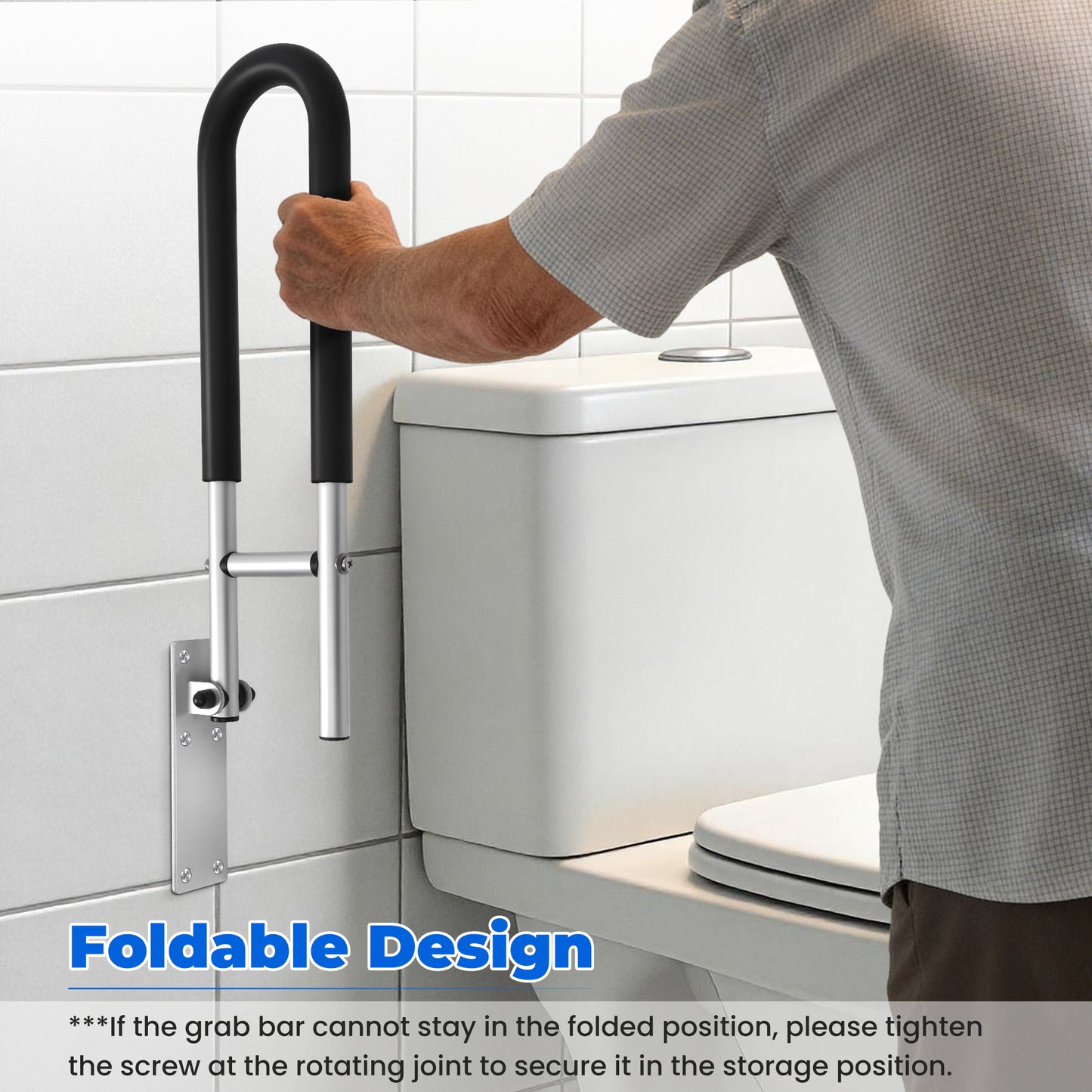 COSYWILL Toilet Grab Bar,23.8 in Folding Bathroom Handrail with Padded,Safety Grab Rail for Disabled Elderly Pregnant