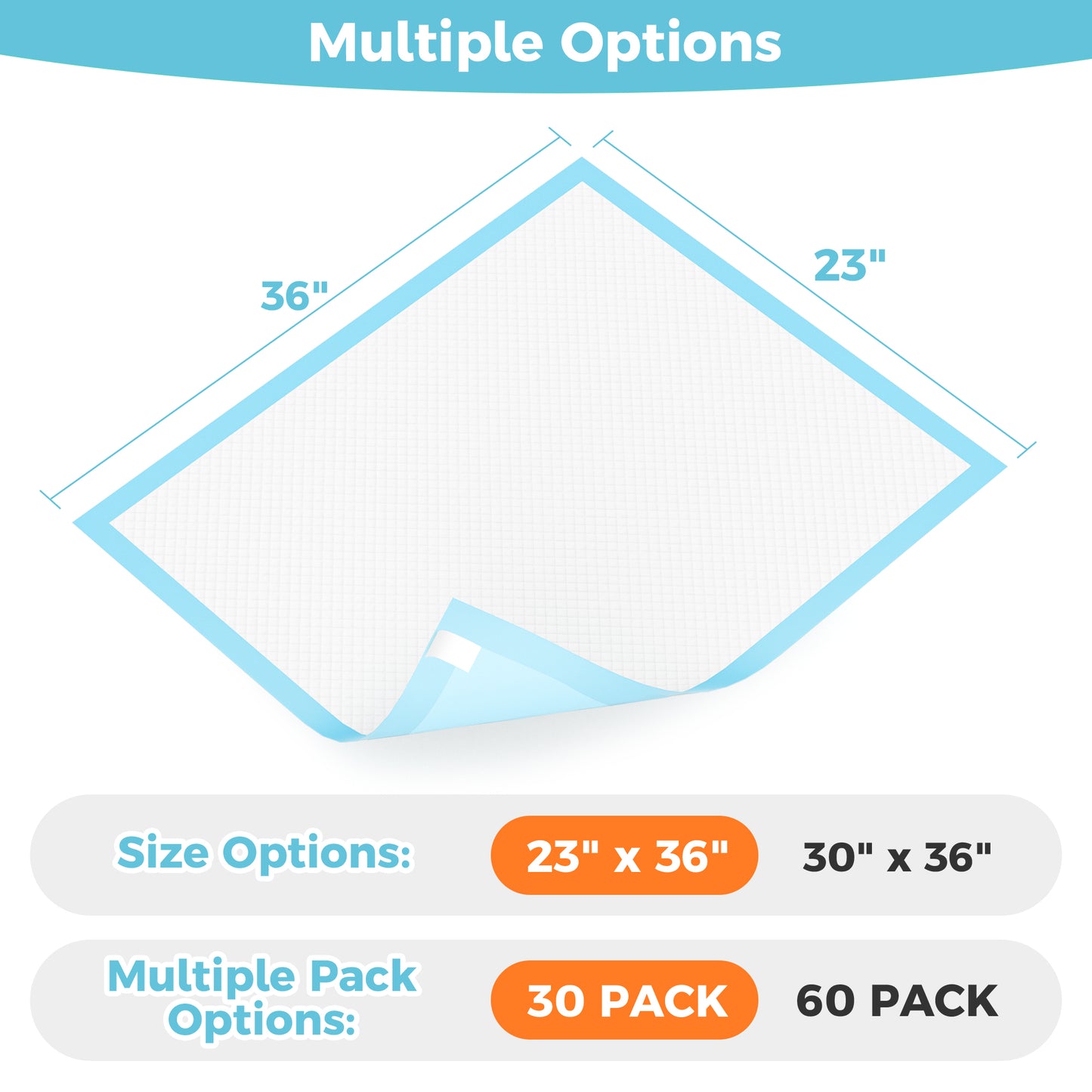 COSYWILL Bed Pads,23'' x 36'' Incontinence Bed Pads for Adults, Disposable Underpads with Adhesive Strip,30 Count