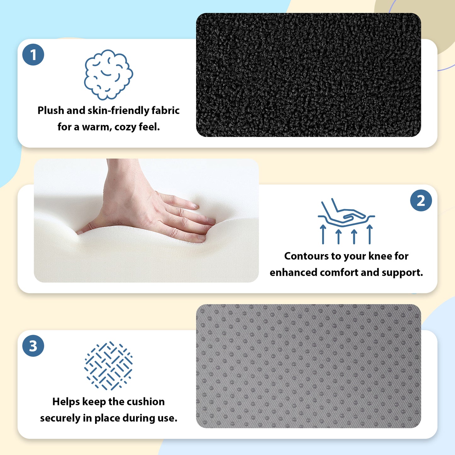 COSYWILL Knee Scooter Pad Cover with Memory Foam, Soft Removable Knee Walker Pad Cover, Washable Replacement Cushion Cover, Black