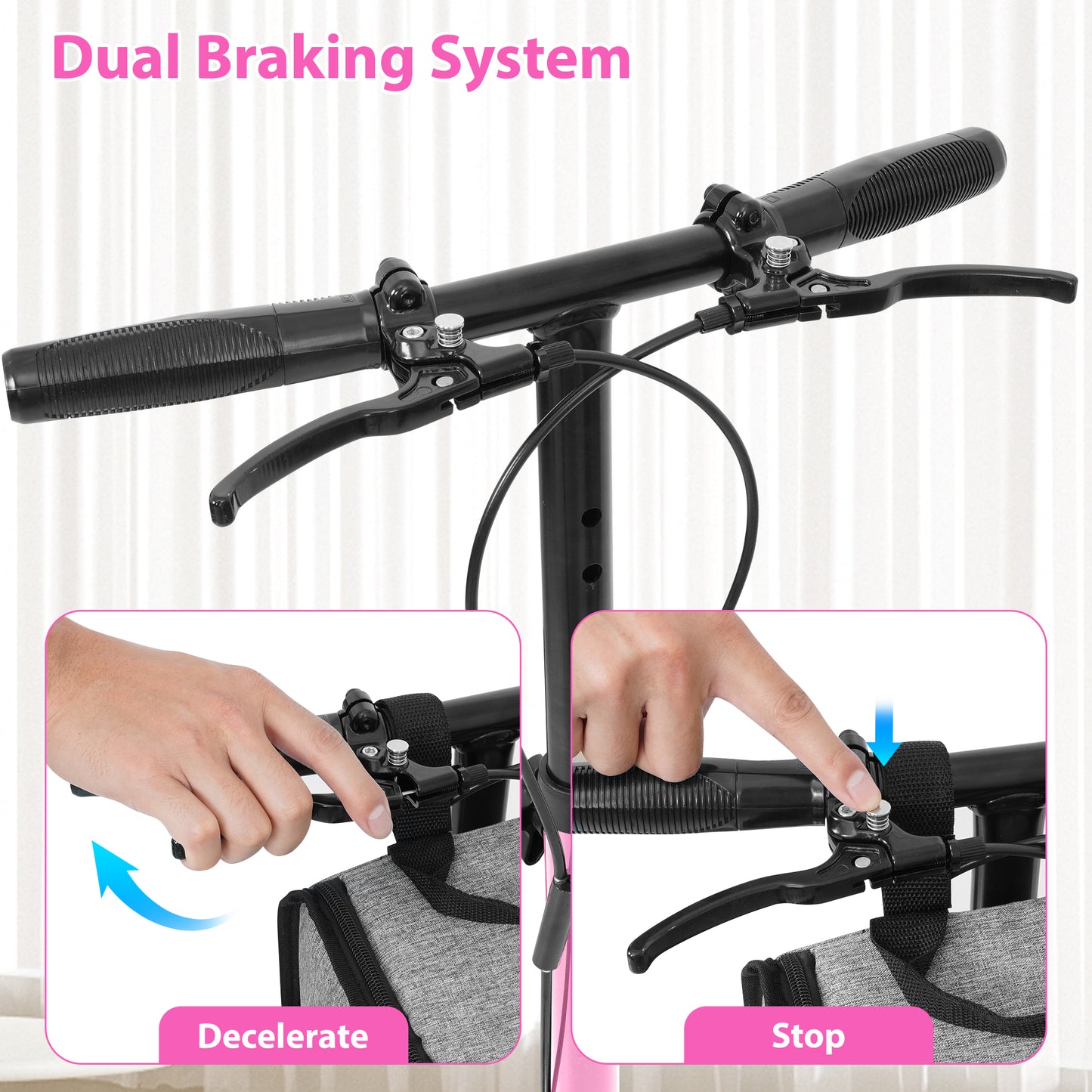 COSYWILL Knee Scooter,Economy Knee Walker with Dual Braking System,Foldable Scooter for Foot Injuries,Compact Crutches Alternative,Pink
