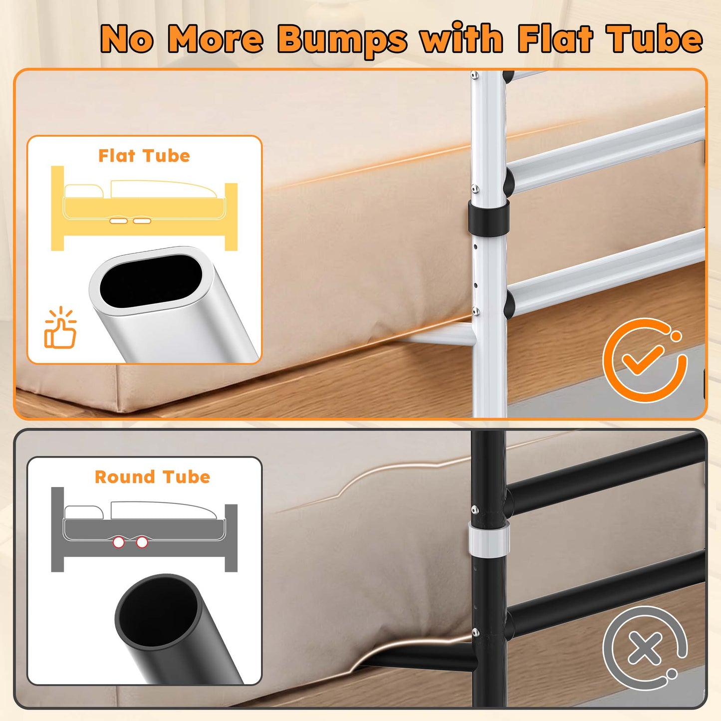 COSYWILL Adjustable Bed Rails for Adults, 330LB Bed Cane, Bed Assist Rails with Non-Slip Handle, Storage Pockets and Tool-Free Assembly