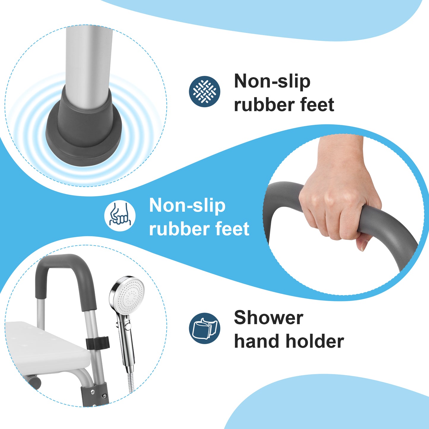 COSYWILL Transfer Bench for Bathtubs and Showers, Adjustable Shower Chair with Backrest ,Slip-Resistant, 400 lb. Weight Capacity,White