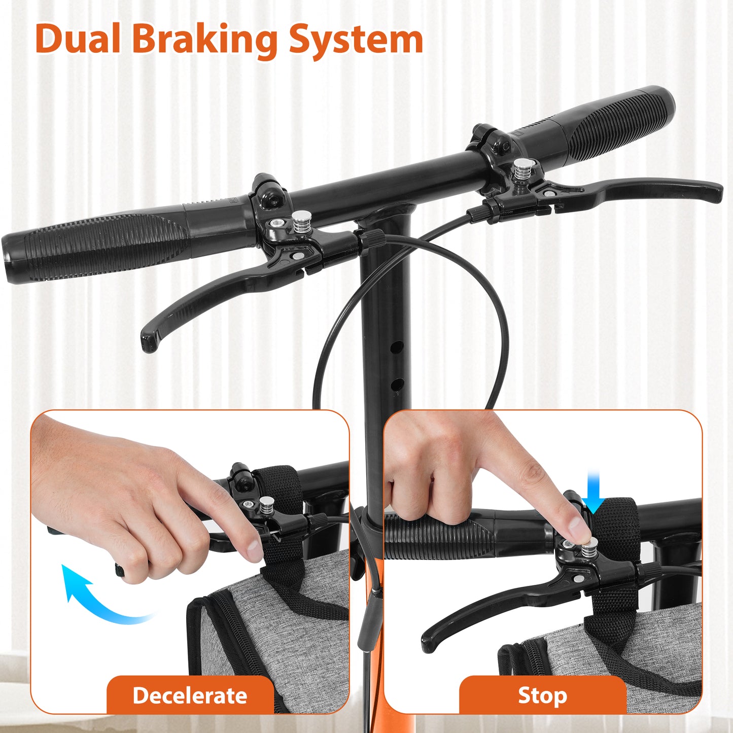 COSYWILL Knee Scooter,Economy Knee Walker with Dual Braking System,Foldable Scooter for Foot Injuries,Compact Crutches Alternative,Orange