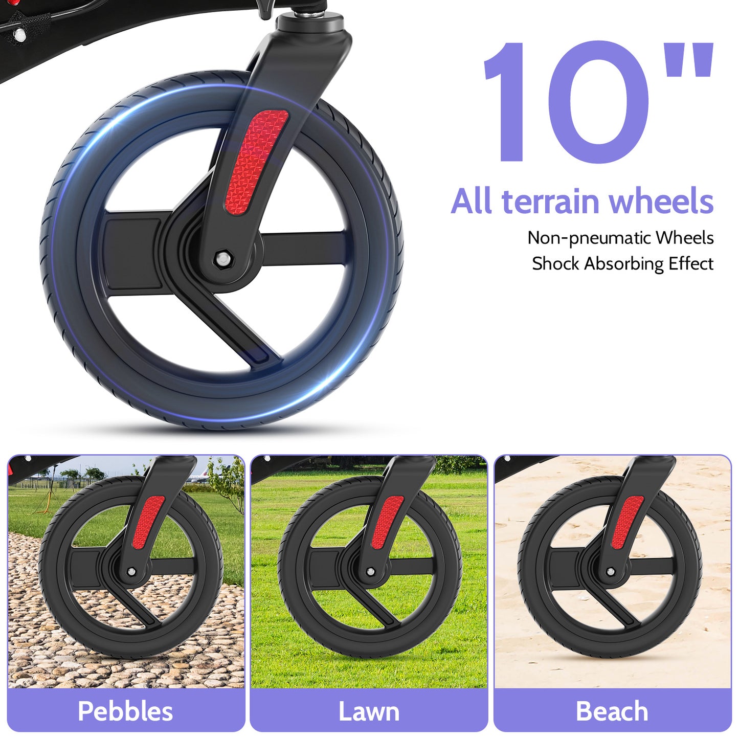 COSYWILL Walkers for Seniors,Foldable Rollator Walker with Seat,Mobility Walkers with 10" Big Wheels, Adjustable Handles and Backrest Height,Purple