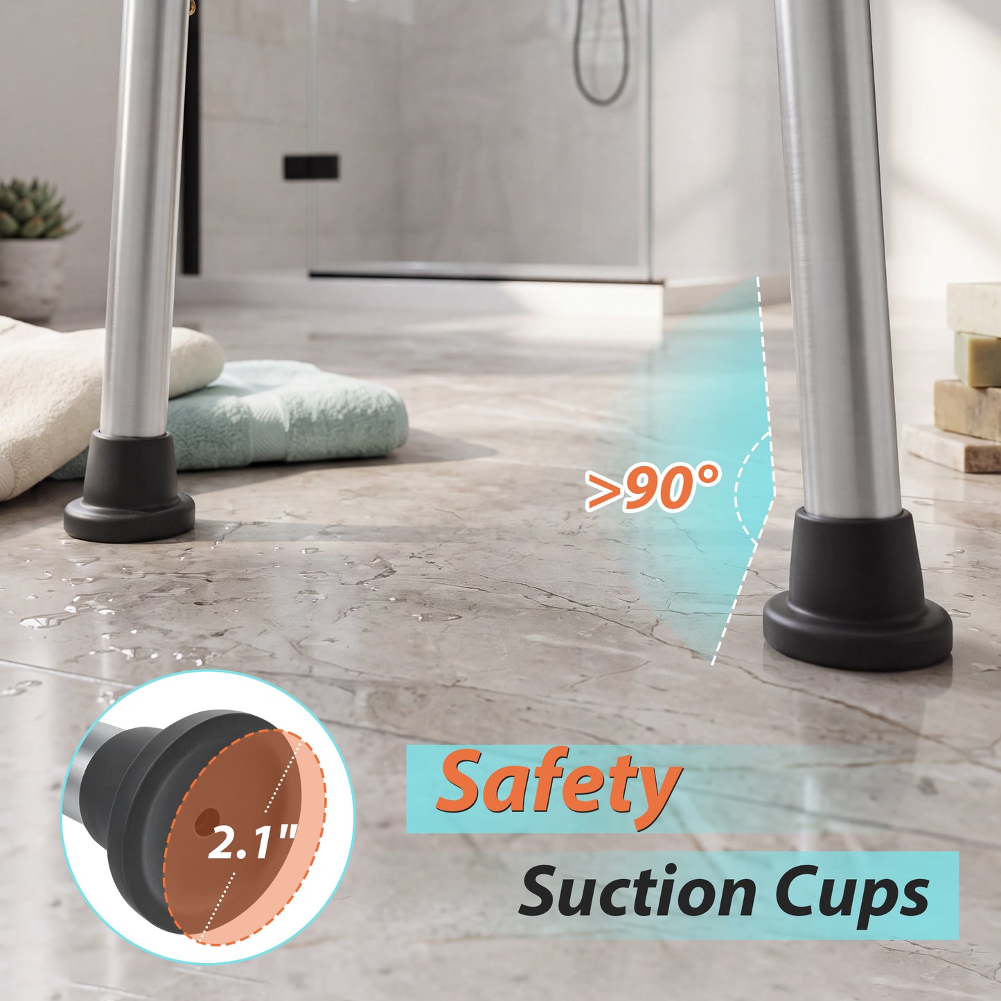 COSYWILL Round Shower Stool,Adjustable Shower Seat with Shower Head Holder, Aluminum Shower Chair for Seniors and Disabled,, 300 lbs