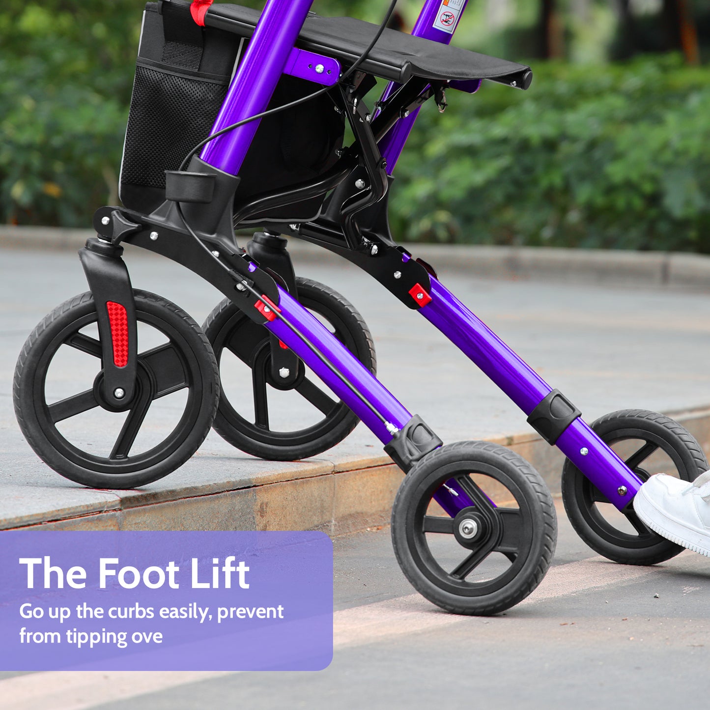 COSYWILL Walkers for Seniors,Foldable Rollator Walker with Seat,Mobility Walkers with 10" Big Wheels, Adjustable Handles and Backrest Height,Purple