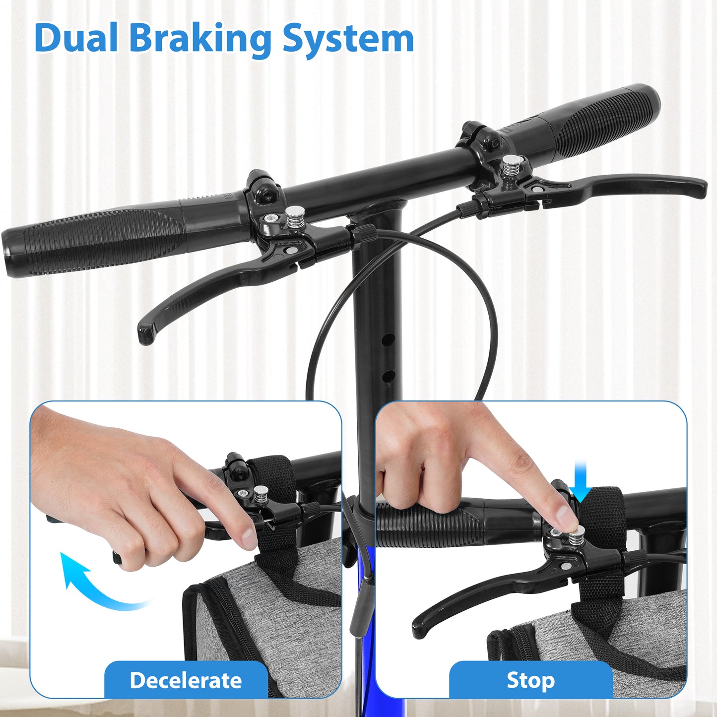 COSYWILL Knee Scooter,Economy Knee Walker with Dual Braking System,Foldable Scooter for Foot Injuries,Compact Crutches Alternative,Blue