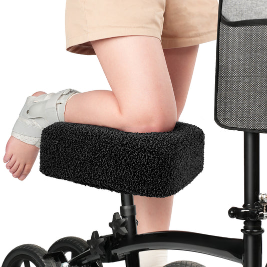 COSYWILL Knee Scooter Pad Cover with Memory Foam, Soft Removable Knee Walker Pad Cover, Washable Replacement Cushion Cover, Black