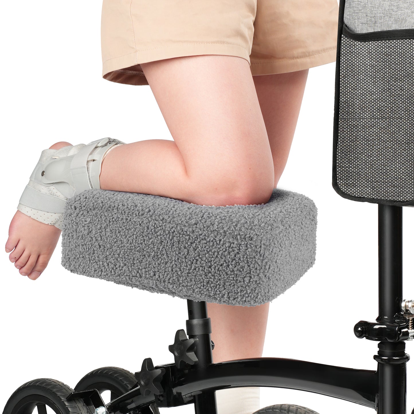 COSYWILL Knee Scooter Pad Cover with Memory Foam, Soft Removable Knee Walker Pad Cover, Washable Replacement Cushion Cover, Black