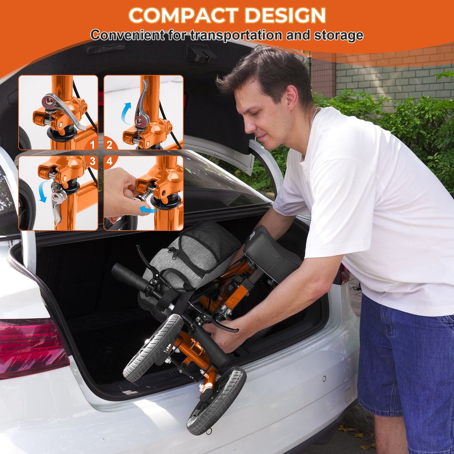 COSYWILL All Terrain Knee Scooter,Knee Walker Scooter for Foot Injuries,Adults Roller Scooter for with 10“ TPU Wheel,Compact Crutches Alternative,Orange