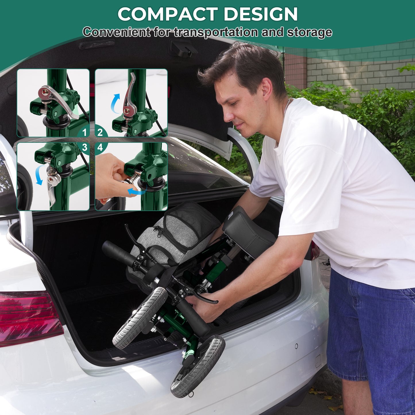 COSYWILL All Terrain Knee Scooter,Knee Walker Scooter for Foot Injuries,Adults Roller Scooter for with 10“ TPU Wheel,Compact Crutches Alternative,Green