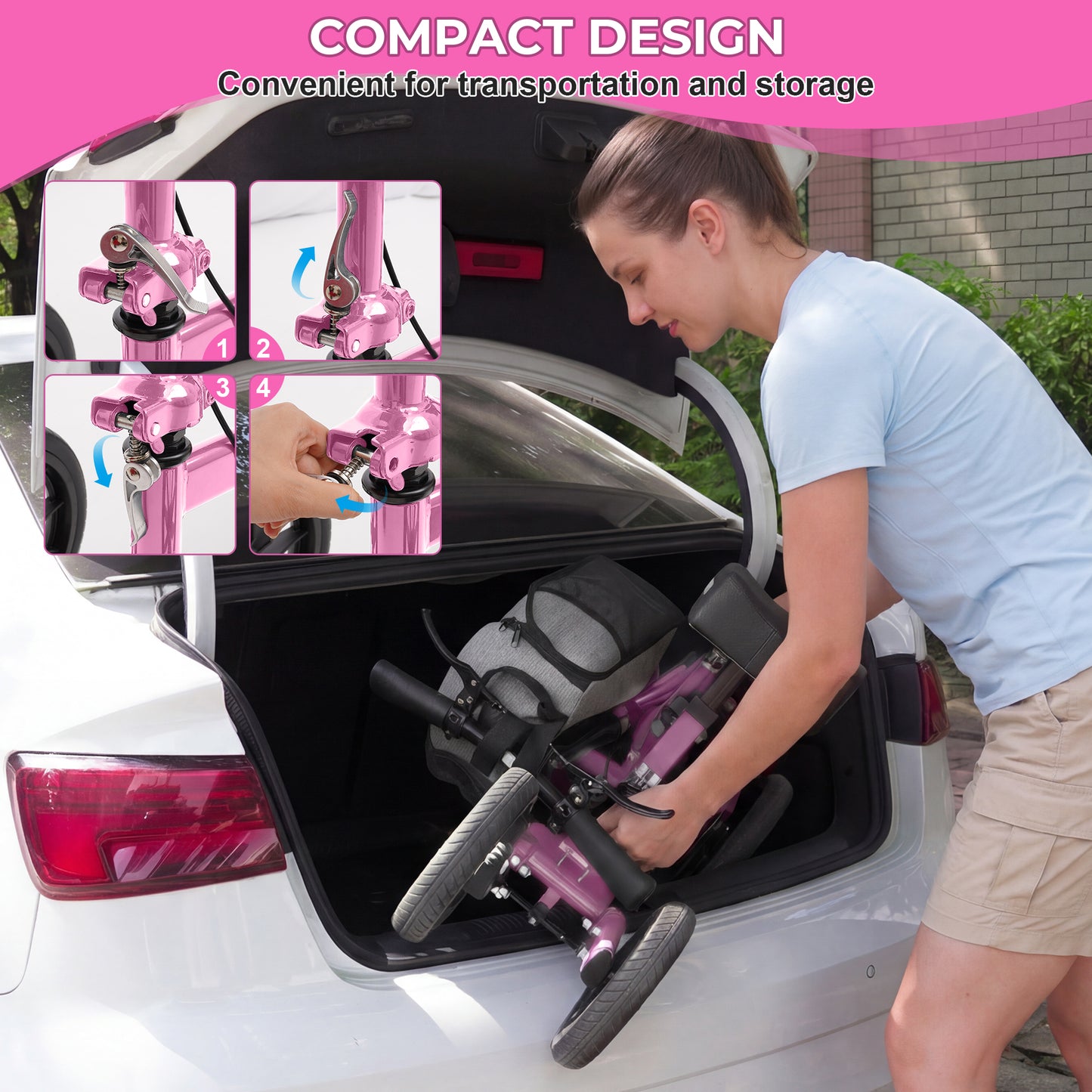 COSYWILL All Terrain Knee Scooter,Knee Walker Scooter for Foot Injuries,Adults Roller Scooter for with 10“ TPU Wheel,Compact Crutches Alternative,Pink