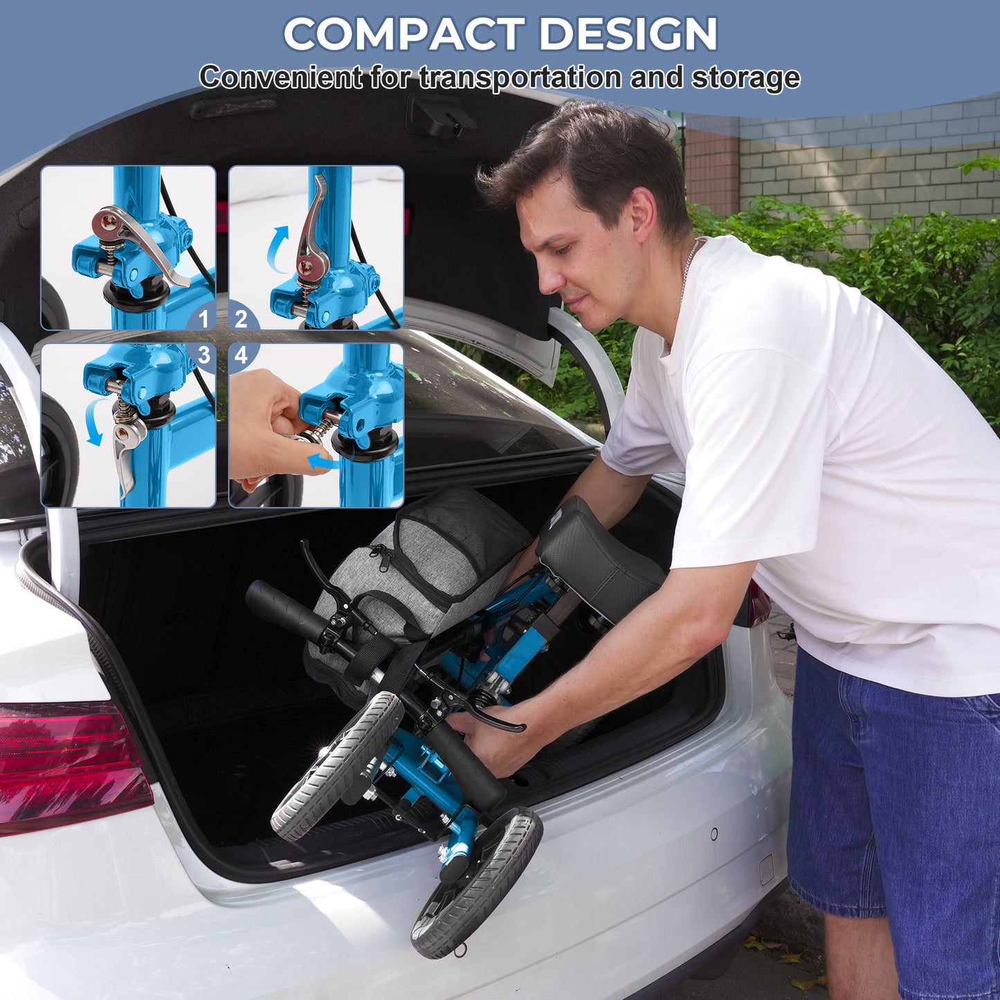 COSYWILL All Terrain Knee Scooter,Knee Walker Scooter for Foot Injuries,Adults Roller Scooter for with 10“ TPU Wheel,Compact Crutches Alternative,Light Blue