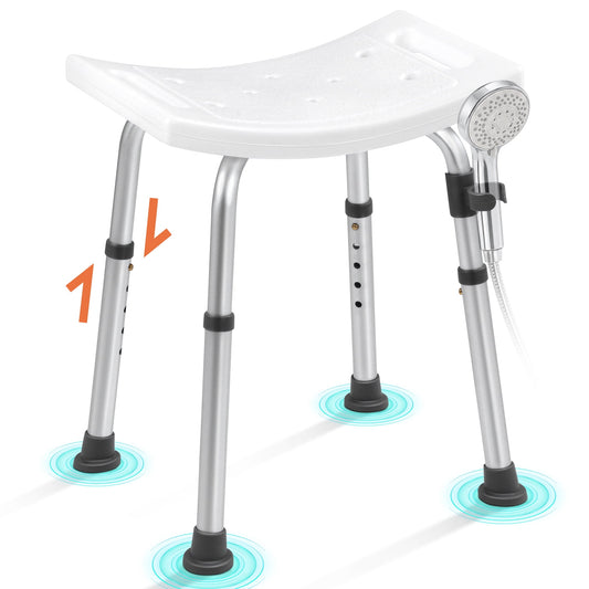 COSYWILL Shower Stool, Height Adjustable Shower Chair,Anti-Slip Bath Seat for Seniors, Disabled, Handicap, 330 lbs Capacity