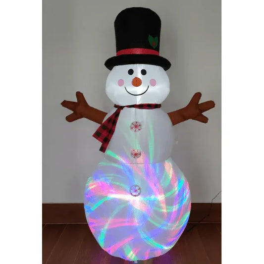 IZNEN 6FT Christmas Inflatable Outdoor Decoration Snowman, Built-in Rotating Disco Light,Blow Up Snow Man Wear Magic Hat Yard Decor for Xmas Holiday Lawn Yard Garden